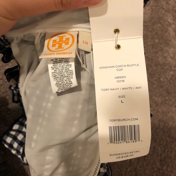 Tory Burch Navy Blue Gingham Bikini (Top) - Picture 6 of 7